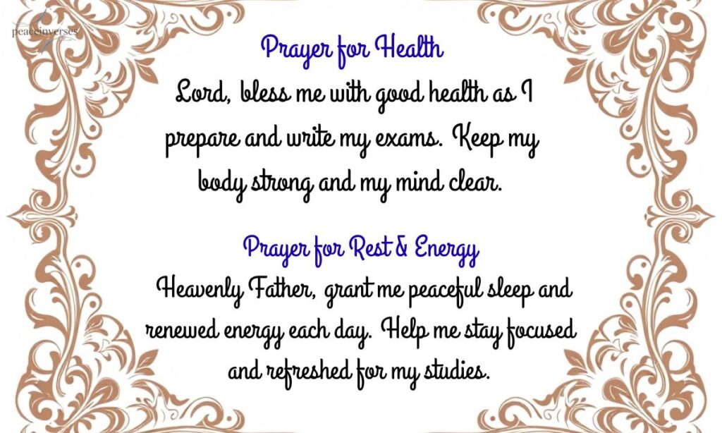 Exam Prayers for Health, Rest & Energy