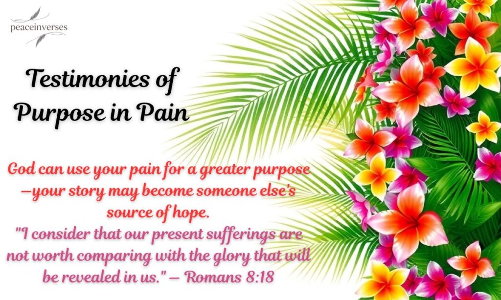 God can use your pain for a greater purpose—your story may become someone else's source of hope.
"I consider that our present sufferings are not worth comparing with the glory that will be revealed in us." — Romans 8:18
